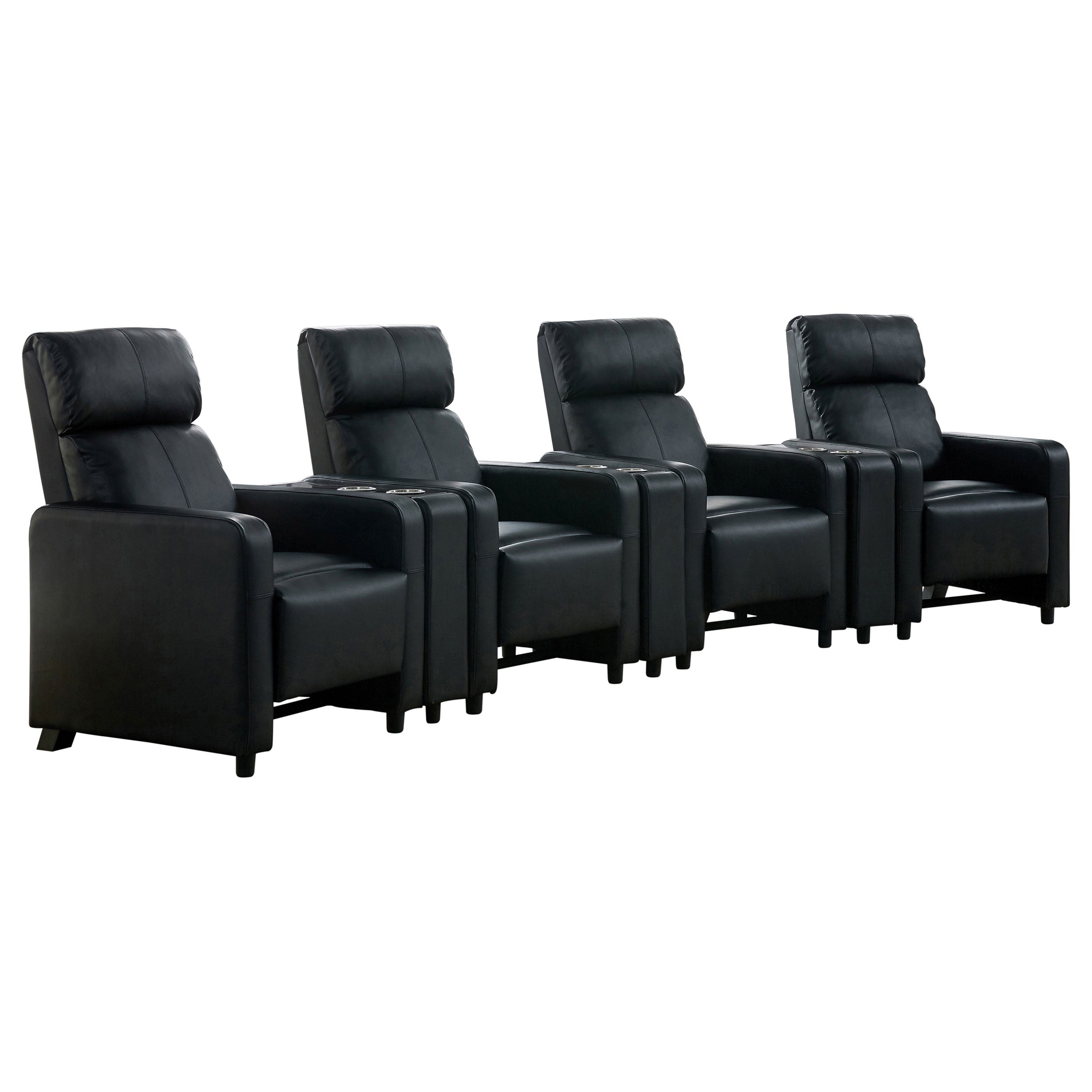 Best Furniture Outlet - Coaster - Toohey Upholstered Tufted Recliner Living Room Set Black - 600181-S4A