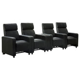 Best Furniture Outlet - Coaster - Toohey Upholstered Tufted Recliner Living Room Set Black - 600181-S4B