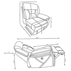 Higgins Upholstered RAF Power Recliner Grey
