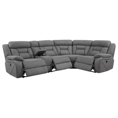 Higgins Upholstered Power Reclining Sectional Sofa Grey