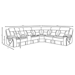 Higgins Upholstered Power Reclining Sectional Sofa Grey