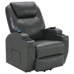 Best Furniture Outlet - Coaster - Sanger Upholstered Power Lift Massage Recliner Charcoal Grey - 600498P