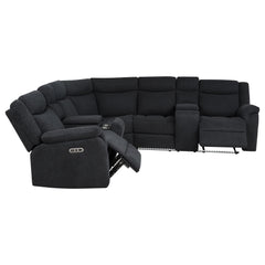 Hagen Upholstered Power Reclining Sectional Sofa Steel Grey