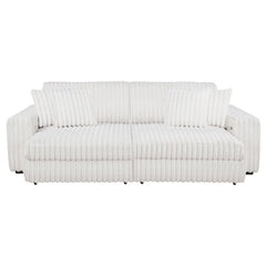Jacana Corduroy Upholstered Dual Power Chaise Sofa Ivory