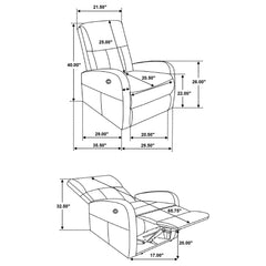 Grant Upholstered Power Recliner Chair Brown