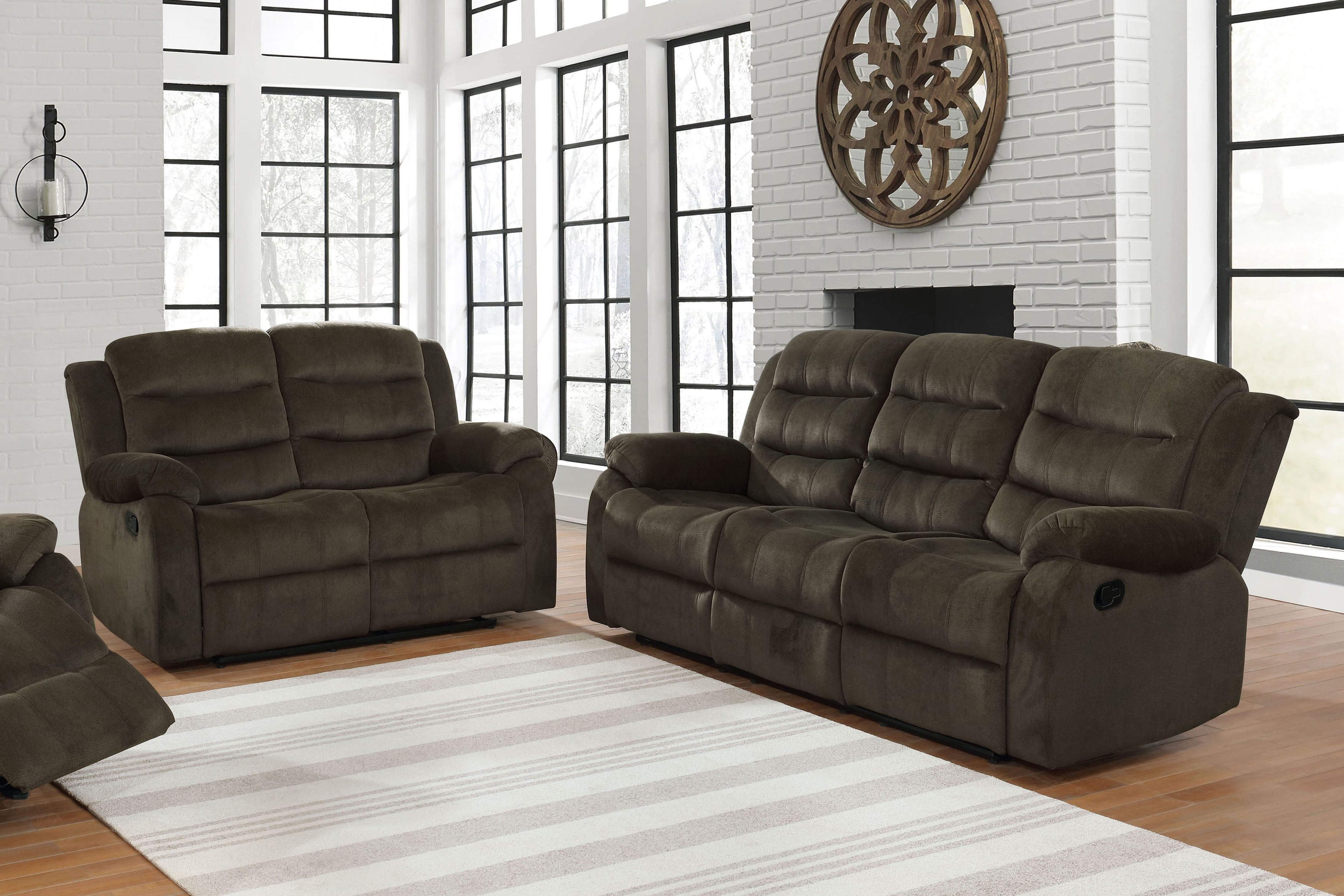 Best Furniture Outlet - Coaster - Rodman 2-piece Upholstered Reclining Sofa Set Olive Brown - 601881-S2