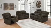 Best Furniture Outlet - Coaster - Rodman 3-piece Upholstered Reclining Sofa Set Olive Brown - 601881-S3