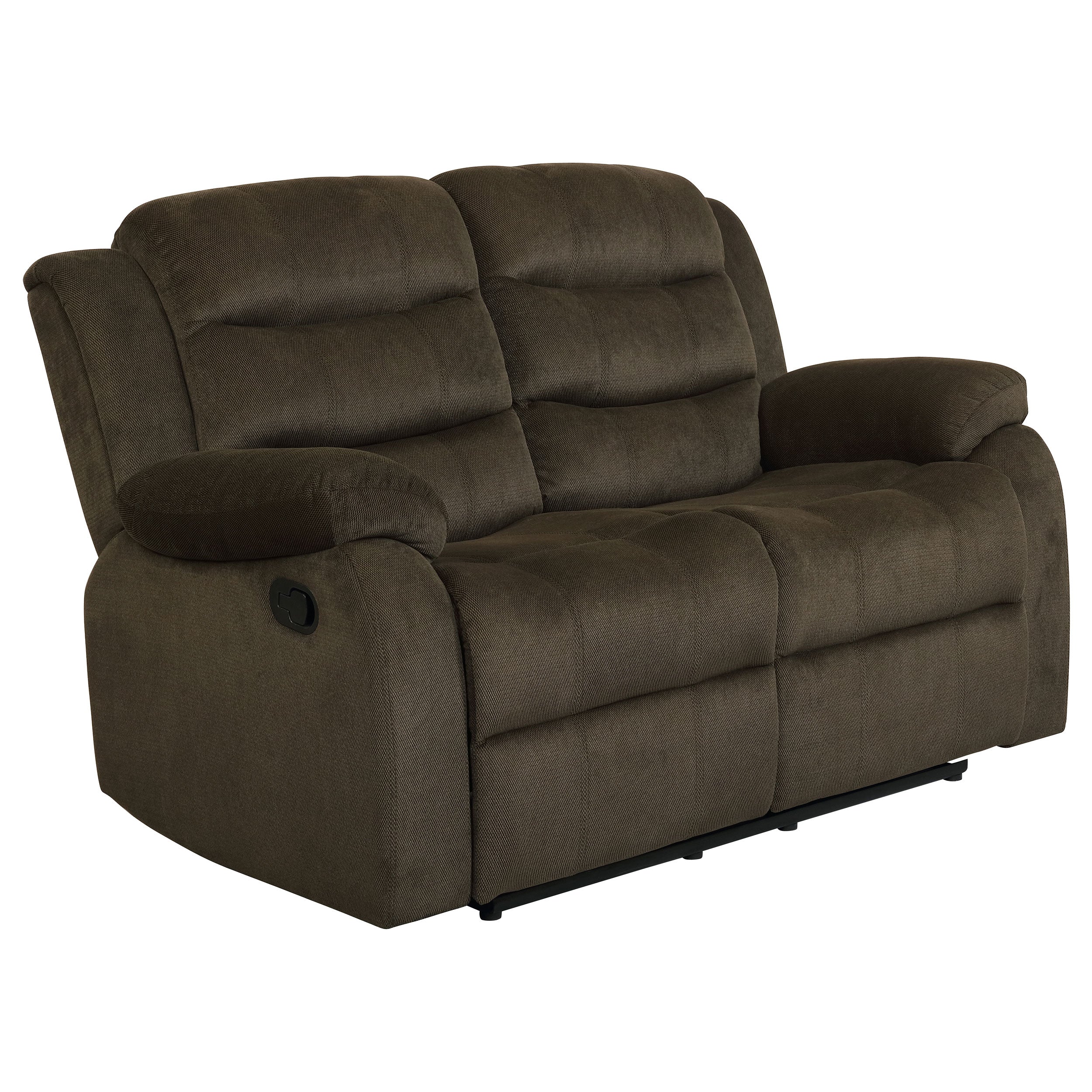 Best Furniture Outlet - Coaster - Rodman Upholstered Padded Arm Reclining Loveseat Olive Brown - 601882