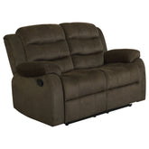 Best Furniture Outlet - Coaster - Rodman Upholstered Padded Arm Reclining Loveseat Olive Brown - 601882