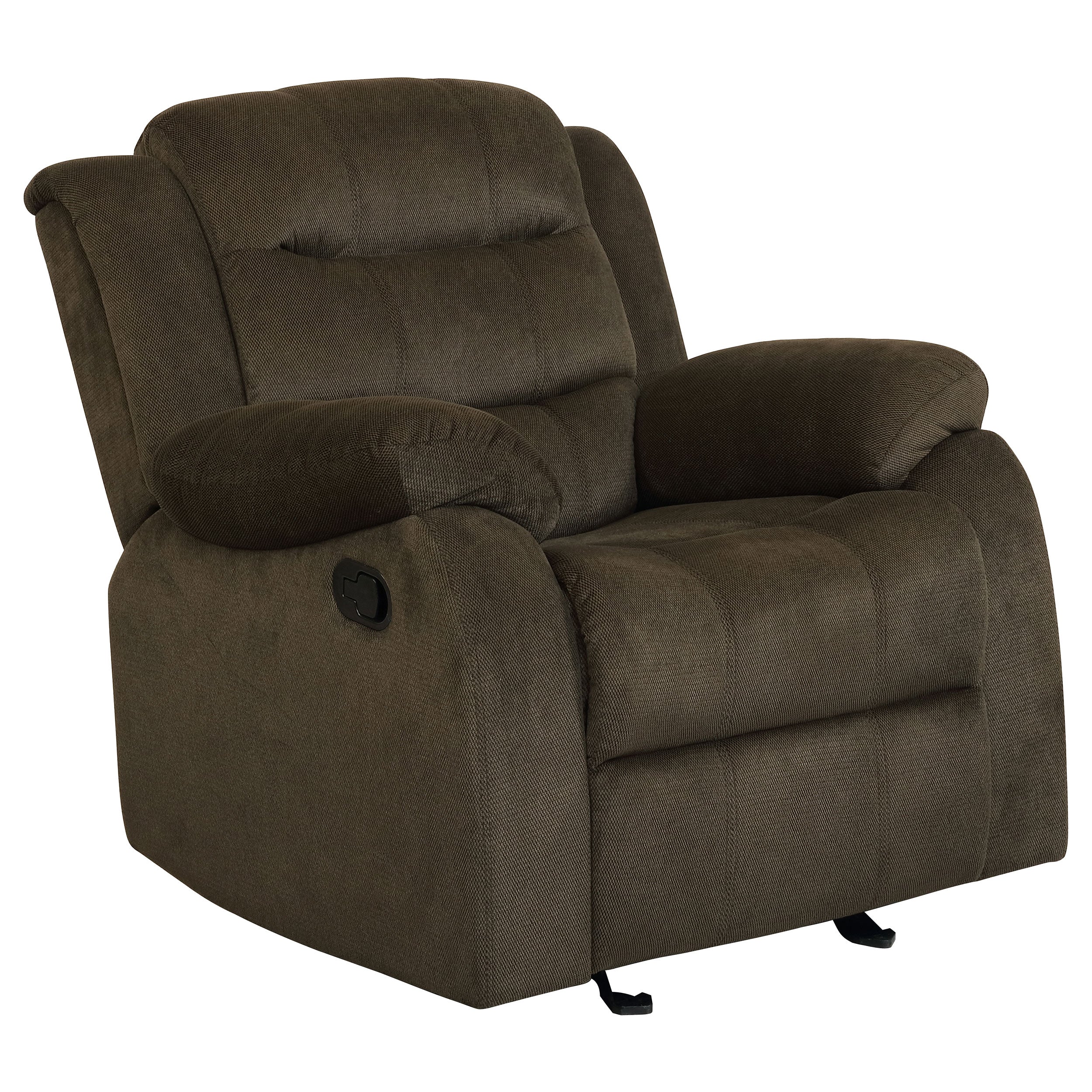 Best Furniture Outlet - Coaster - Rodman Upholstered Padded Arm Glider Recliner Olive Brown - 601883