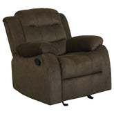 Best Furniture Outlet - Coaster - Rodman Upholstered Padded Arm Glider Recliner Olive Brown - 601883