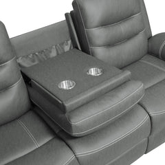 Nova 2-piece Upholstered Padded Arm Sofa Set Dark Grey