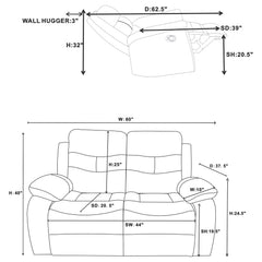 Nova 2-piece Upholstered Padded Arm Sofa Set Dark Grey