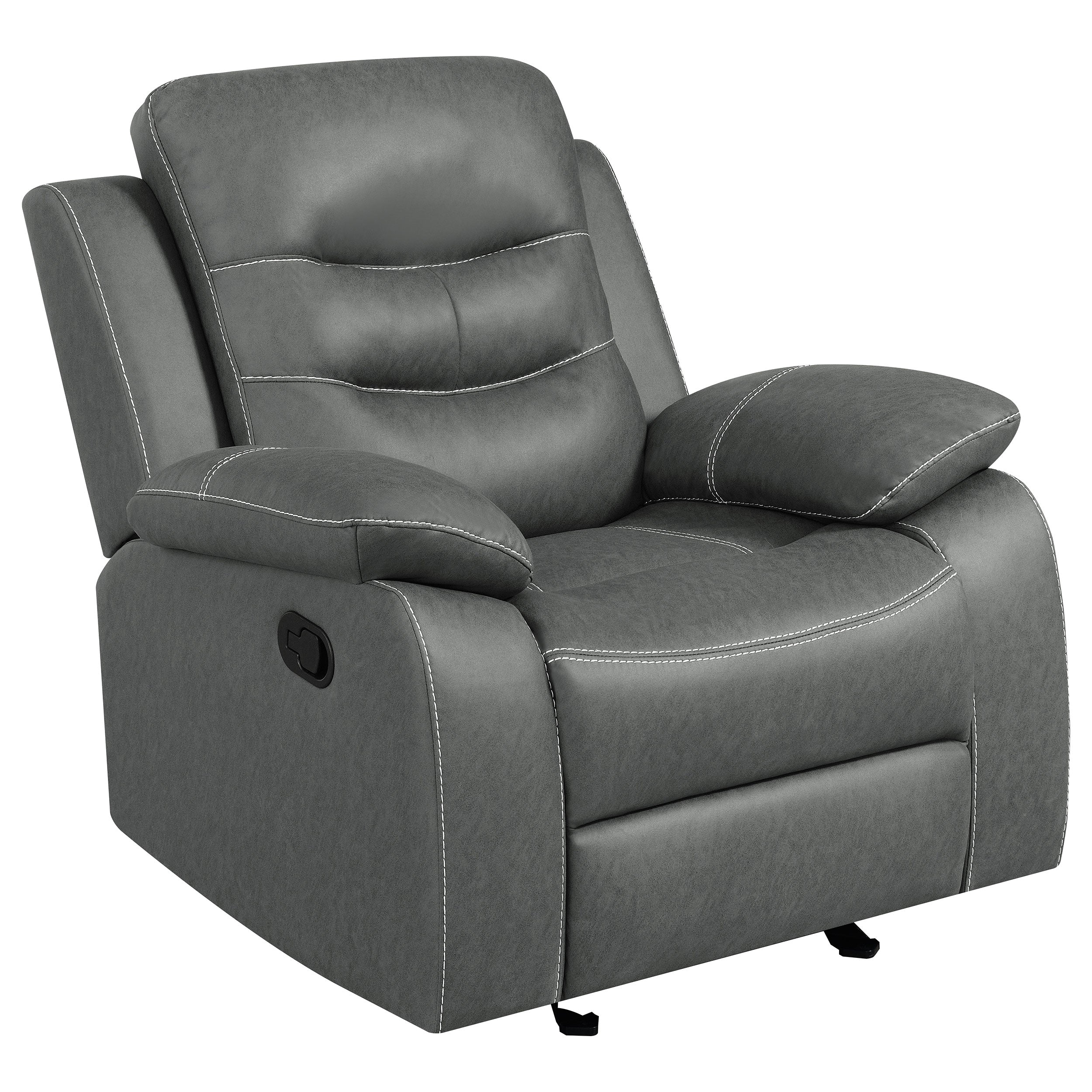 Best Furniture Outlet - Coaster - Nova Upholstered Padded Arm Glider Recliner Dark Grey - 602533