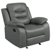 Best Furniture Outlet - Coaster - Nova Upholstered Padded Arm Glider Recliner Dark Grey - 602533