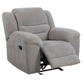 Best Furniture Outlet - Coaster - Gilson Chenille Upholstered Glider Recliner Chair Grey - 602553
