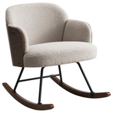 Best Furniture Outlet - Coaster - Paige Boucle Upholstered Mid Back Rocking Chair Beige - 602625