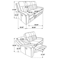 Raelynn Upholstered Track Arm Motion Sofa Grey