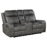 Best Furniture Outlet - Coaster - Raelynn Upholstered Track Arm Motion Loveseat Grey - 603192
