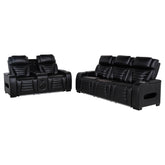 Best Furniture Outlet - Coaster - Zuma 2-piece Faux Leather Dual Power LED Sofa Set Black - 603251PP-S2