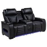 Best Furniture Outlet - Coaster - Zuma Faux Leather Dual Power Reclining LED Loveseat Black - 603252PP