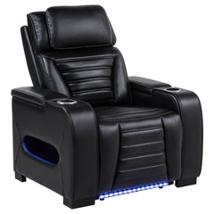Best Furniture Outlet - Coaster - Zuma Faux Leather Upholstered Dual Power LED Recliner Black - 603253PP
