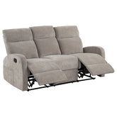 Best Furniture Outlet - Coaster - Hamilton Chenille Manual Reclining Sofa Sand - 603371
