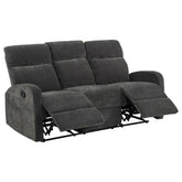 Best Furniture Outlet - Coaster - Hamilton Chenille Manual Reclining Sofa Charcoal Grey - 603374