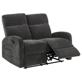 Best Furniture Outlet - Coaster - Hamilton Chenille Manual Reclining Loveseat Charcoal Grey - 603375