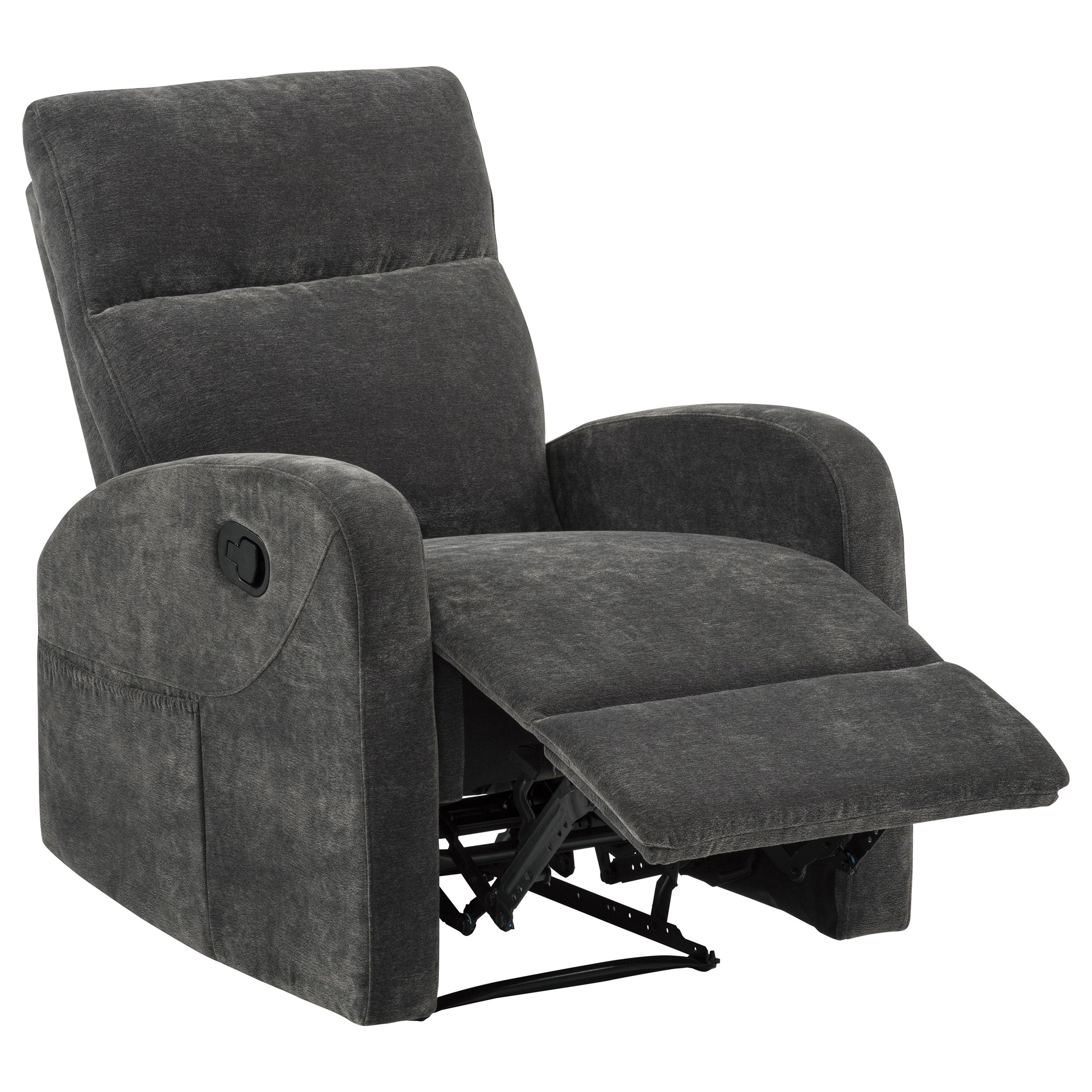 Best Furniture Outlet - Coaster - Hamilton Chenille Manual Recliner Charcoal Grey - 603376