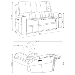 Brickston Triple Power Reclining Sofa Charcoal