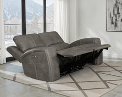 Best Furniture Outlet - Coaster - Brickston Triple Power Reclining Loveseat Charcoal - 603432PPP