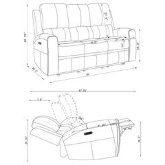 Brickston 2-piece Triple Power Reclining Sofa Set Grey