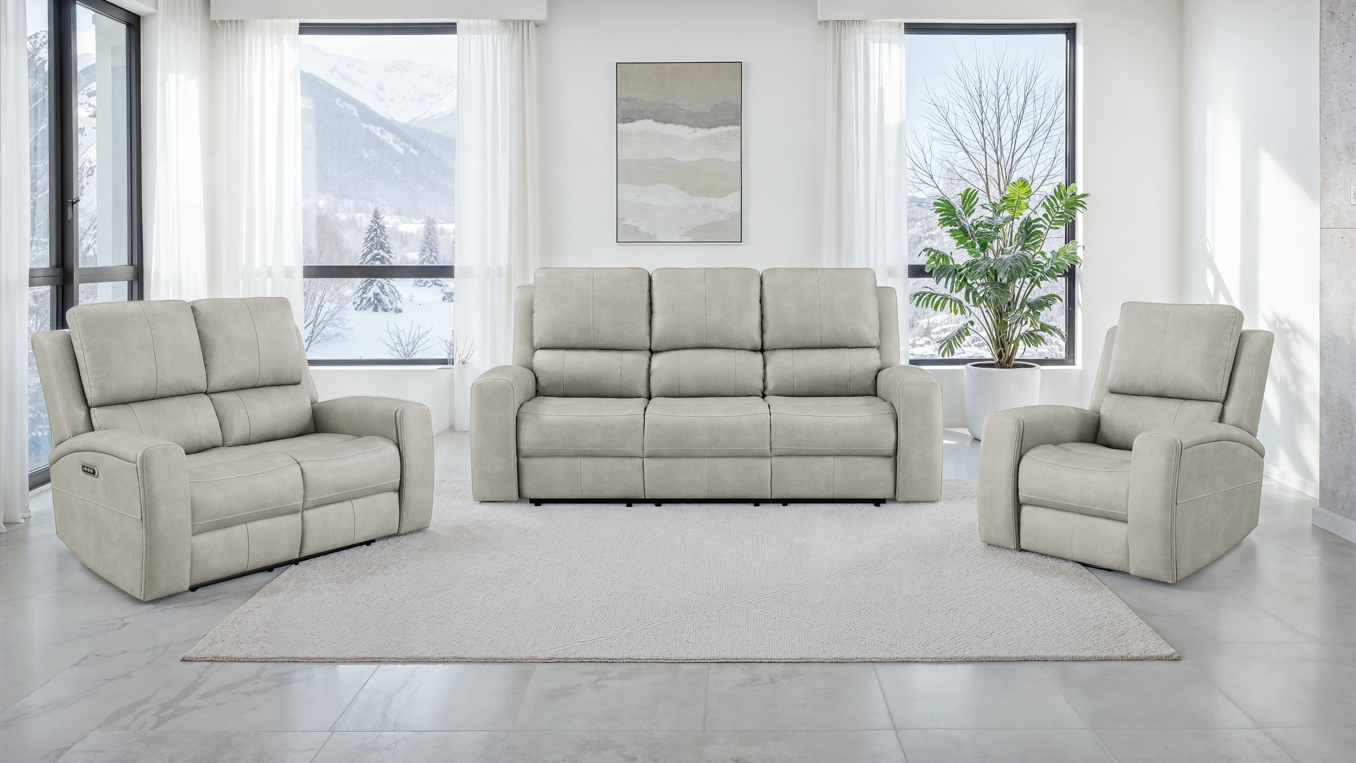 Best Furniture Outlet - Coaster - Brickston 3-piece Triple Power Reclining Sofa Set Grey - 603434PPP-S3