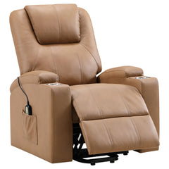 Best Furniture Outlet - Coaster - Armstrong Upholstered Power Lift Massage Recliner Camel - 609476P