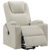 Best Furniture Outlet - Coaster - Armstrong Upholstered Power Lift Massage Recliner Ivory - 609477P