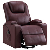 Best Furniture Outlet - Coaster - Armstrong Upholstered Power Lift Massage Recliner Wine - 609479P