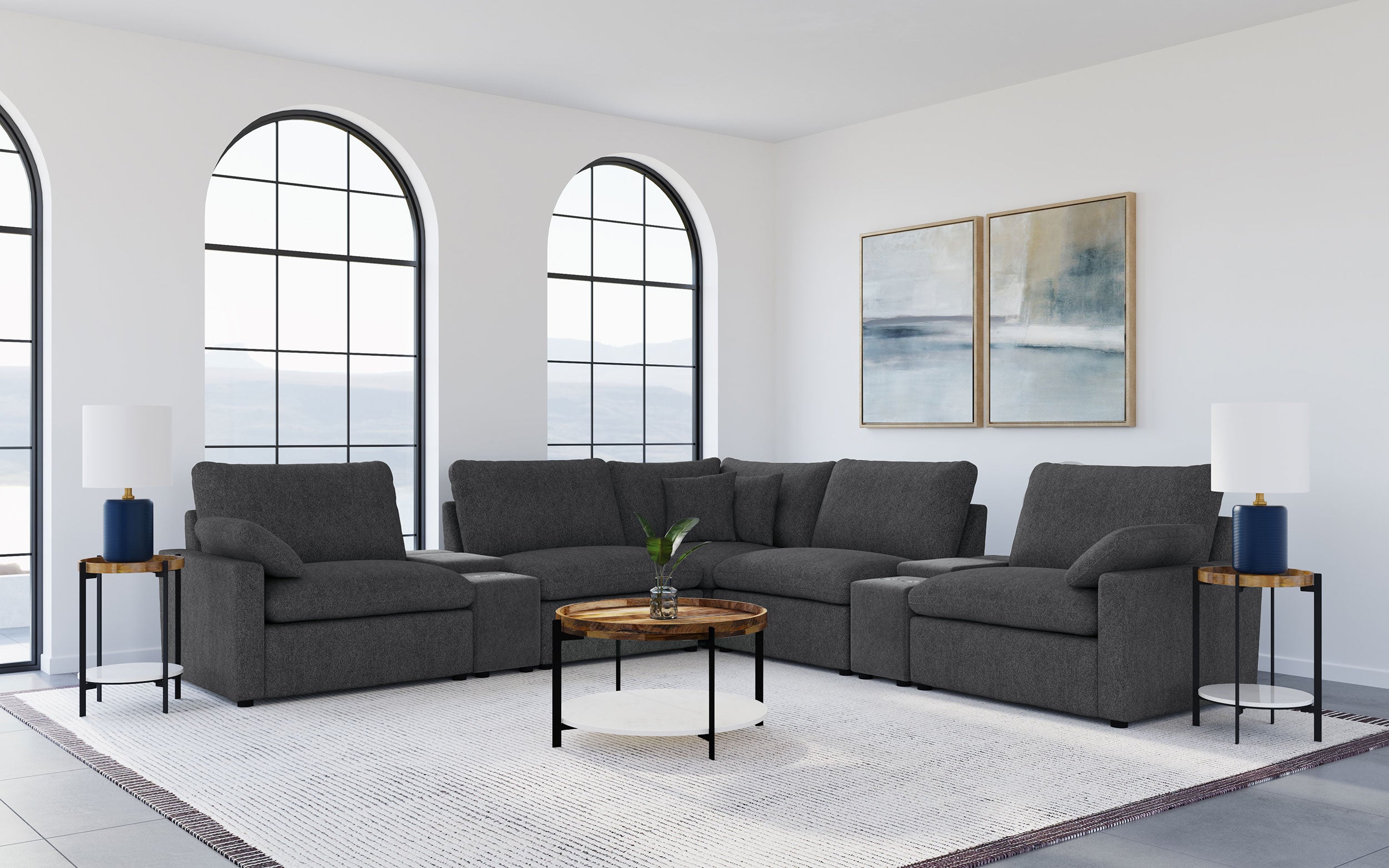 Best Furniture Outlet - Coaster - Collins 7-piece Modular Power Reclining Sectional Dark Grey - 609530P-SETA