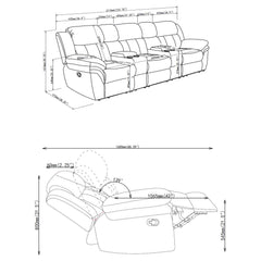 Bahrain 5-piece Upholstered Home Theater Seating Charcoal