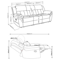Bahrain Upholstered Motion Sofa Charcoal