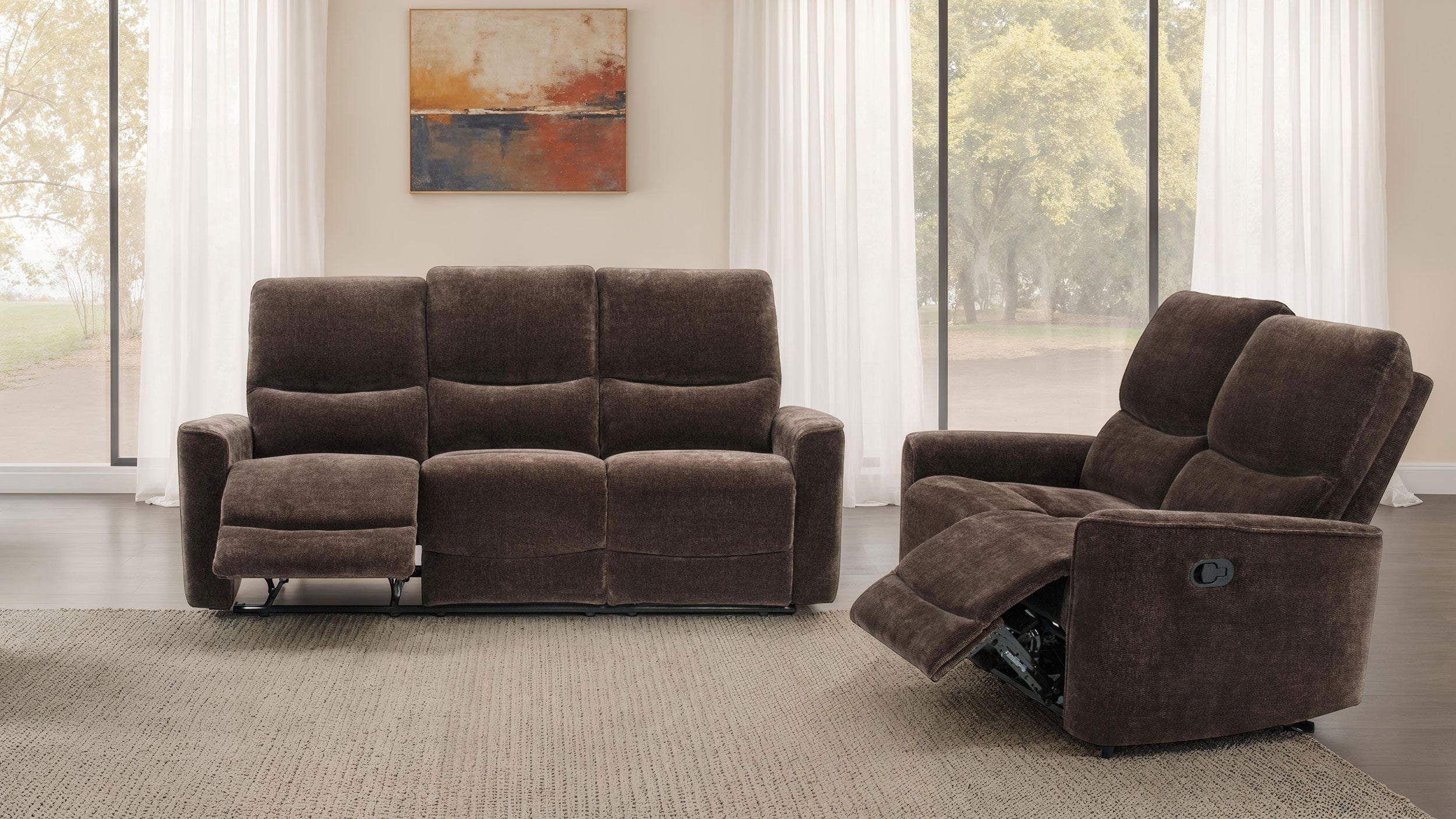 Best Furniture Outlet - Coaster - Navarro 2-piece Upholstered Reclining Sofa Set Dark Brown - 609571-S2