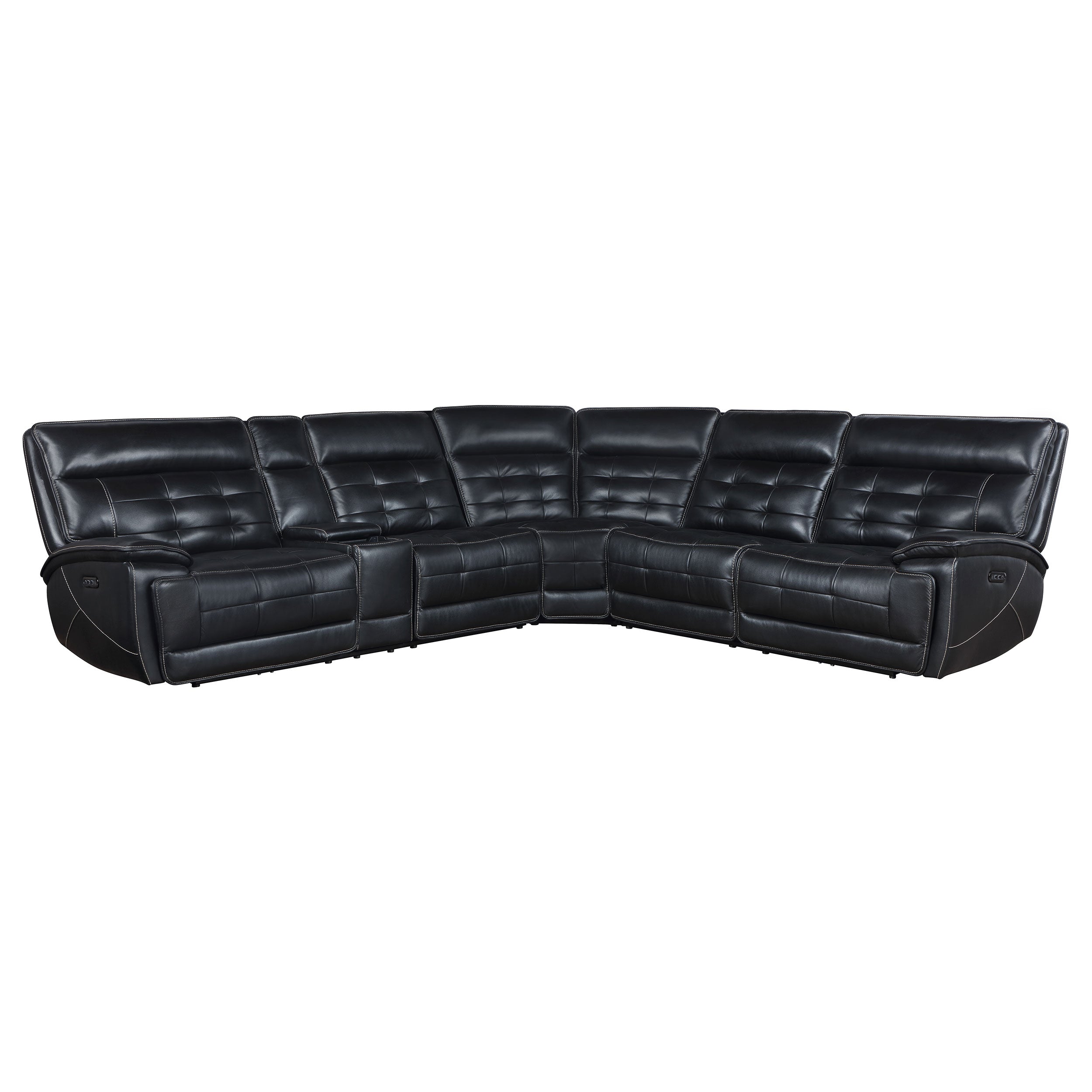 Best Furniture Outlet - Coaster - Hewitt Leather Dual Power Reclining Sectional Sofa Black - 609610PP