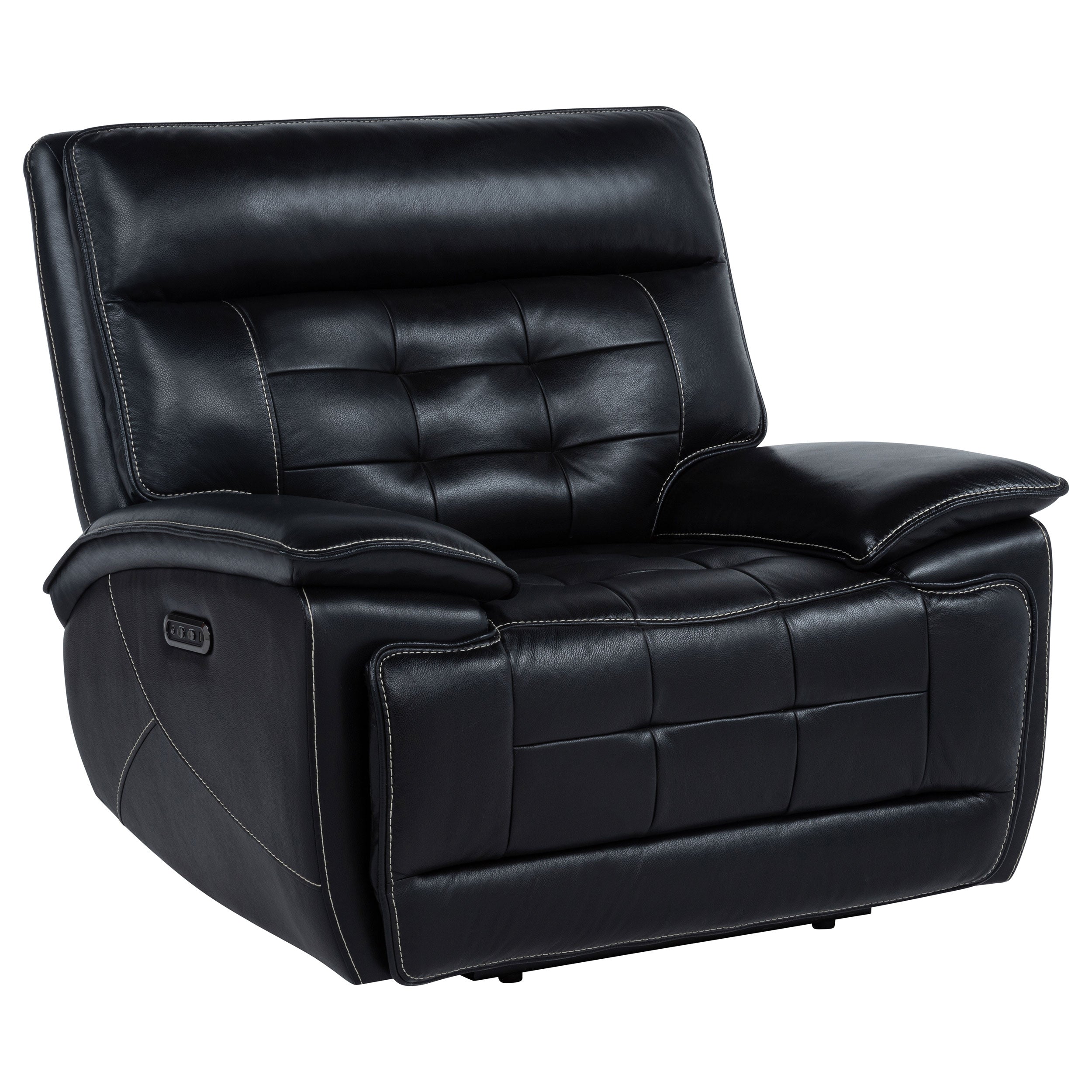 Best Furniture Outlet - Coaster - Hewitt Leather Upholstered Dual Power Recliner Chair Black - 609613PP