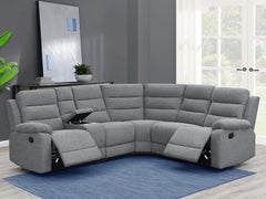 Best Furniture Outlet - Coaster - David Upholstered Reclining Sectional Sofa Smoke - 609620