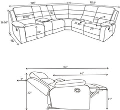 David Upholstered Reclining Sectional Sofa Smoke