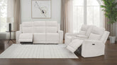 Best Furniture Outlet - Coaster - Kennett 2-piece Chenille Power Reclining Sofa Set Ivory - 610151P-S2
