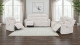 Best Furniture Outlet - Coaster - Kennett 3-piece Chenille Power Reclining Sofa Set Ivory - 610151P-S3