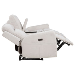 Kennett 3-piece Chenille Power Reclining Sofa Set Ivory