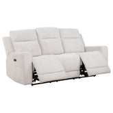 Best Furniture Outlet - Coaster - Kennett Chenille Upholstered Power Reclining Sofa Ivory - 610151P
