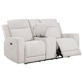 Best Furniture Outlet - Coaster - Kennett Chenille Upholstered Power Reclining Loveseat Ivory - 610152P